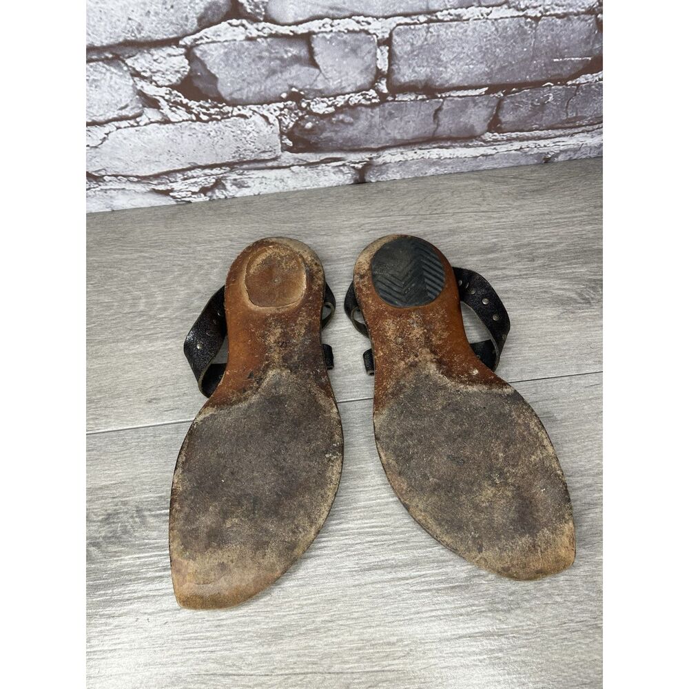 Cydwoq Studs Studded Toe Thong Sandals Women Sz 37EU/6M Brown Leather USA Made - Picture 14 of 16